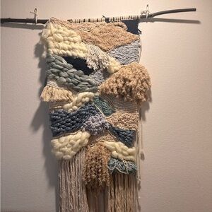 Handcrafted Woven Wall Art in Cream and Blue